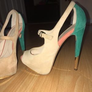 Boutique9 multi-colored suede heels.
